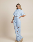 Summer Set Two-Piece Outfit Floral Embroidery Wide-Leg Pants Button-Up Top 8