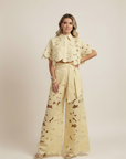 Summer Set Two-Piece Outfit Floral Embroidery Wide-Leg Pants Button-Up Top 9