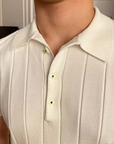 Men’s white men's knitted polo shirt old money