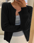 Women's grey soft knit cardigan with loose fit