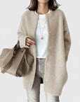 Women's dark grey elegant button-up tailored jacket