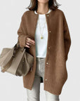 Women's dark grey elegant button-up tailored jacket