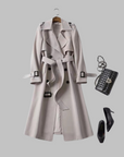 Women's khaki knee-length loose fit coat