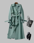 Women's khaki knee-length loose fit coat
