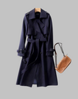 Women's khaki knee-length loose fit coat