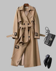 Women's khaki knee-length loose fit coat