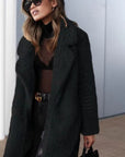 Women's apricot long teddy coat in borg fleece