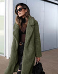 Women's black long teddy coat in borg fleece