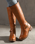 Women's brown ankle boots with chunky sole