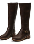 Women's brown ankle boots with chunky sole