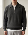 Men's sage quarter-zip polo sweater