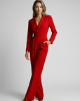 Women’s red women's wide leg jumpsuit tailored