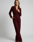 Women’s red women's wide leg jumpsuit tailored