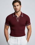 Men’s navy men's ribbed polo shirt contrast