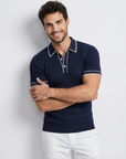 Men’s men's ribbed polo shirt contrast