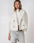 Women's navy short double-breasted wool coat