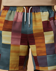 Vibrant Mens Swim Trunks With Bold Block Pattern 5