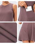 Women’s brown women's tennis dress with built-in shorts