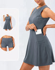 Women’s brown women's tennis dress with built-in shorts