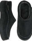 Men's warm-lined slippers in beige with non-slip grip sole for home wear