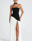 Women’s women's strapless maxi dress slit