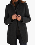 women's grey tailored stand collar city coat