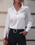 Women's long sleeve blouse slim fit in white