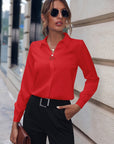 Women's long sleeve blouse slim fit in white