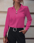 Women's long sleeve blouse slim fit in white