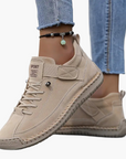 Women's orthopedic chunky sneakers in black with wide toe box and cushioned sole