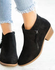 Women's orthopedic ankle boots in blue with anatomical footbed and retro design
