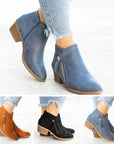 Women's orthopedic ankle boots in blue with anatomical footbed and retro design