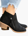 Women's orthopedic ankle boots in blue with anatomical footbed and retro design