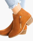 Women's orthopedic ankle boots in blue with anatomical footbed and retro design