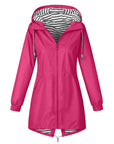 women's black hooded waterproof windbreaker rain jacket
