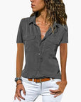 Women's Shirt Short Sleeve Button-Up Casual 2
