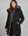 women's green hooded padded quilted winter coat parka