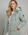 women's green hooded padded quilted winter coat parka