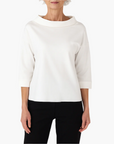 Women's stand collar top long sleeve in white