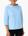 Women's stand collar top long sleeve in white