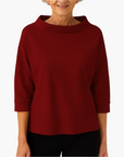 Women's stand collar top long sleeve in white