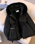 Women's White Hooded Parka elegant warm winter coat