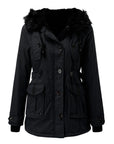 women's tailored winter parka with faux fur trimmed hood