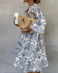 Womens Dress Boho Patterned Long Sleeve Relaxed Fit 0
