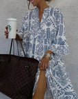 Womens Dress Boho Patterned Long Sleeve Relaxed Fit 1