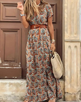 Womens Dress Maxi Short Sleeve Boho Print 4