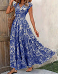 Womens Dress Maxi V Neck Boho Patterned 7