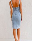 Women’s blue women's denim bodycon dress