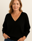 Women's V-neck cashmere jumper in pink, 100% premium cashmere, classic fit winter knitwear