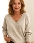 Women's V-neck cashmere jumper in pink, 100% premium cashmere, classic fit winter knitwear